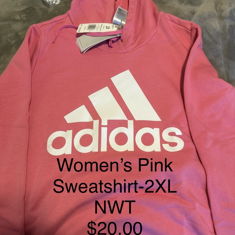 Adidas Women's Pink Logo Hoodie